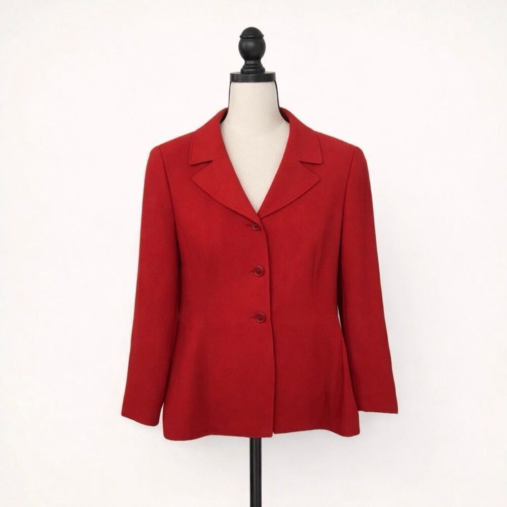 Tahari Red Tailored Blazer Petite 14P Classic Workwear Jacket Women